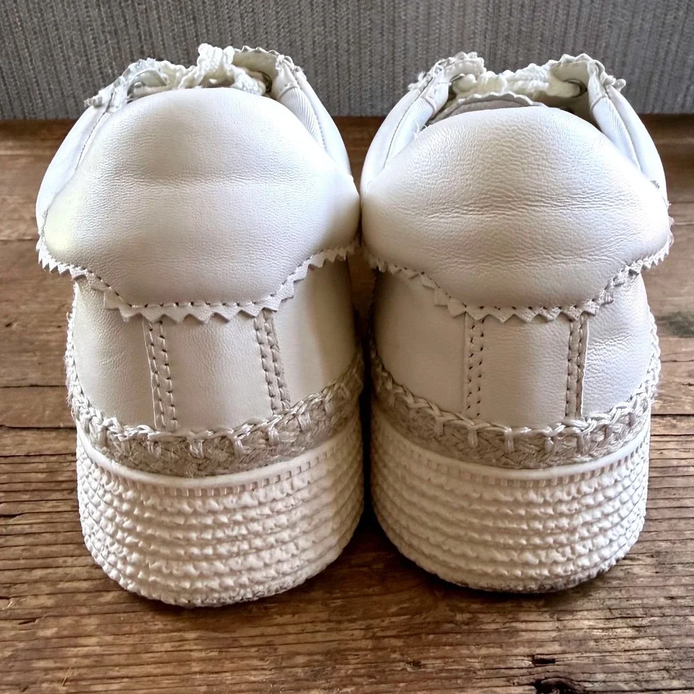 Dolce Vita Platform Sneakers Women 7.5 White Leather Crochet Trim